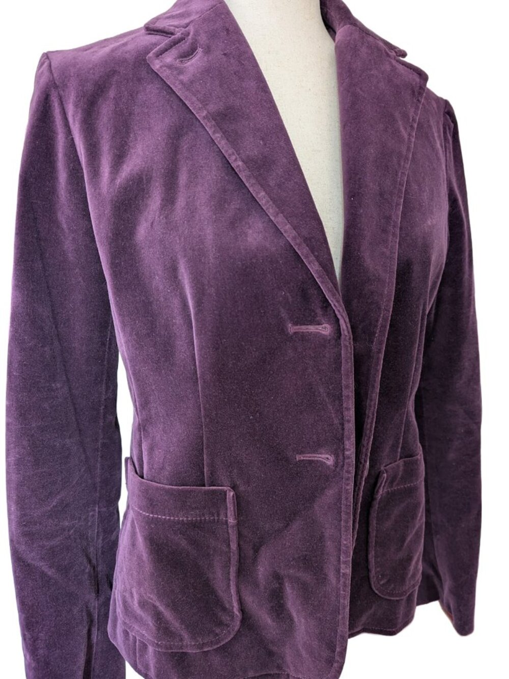GAP Purple Velvet-Feel Blazer Suit Jacket Y2K - Picture 2 of 12